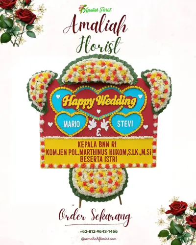 Karangan Papan Bunga Pernikahan di Pitra